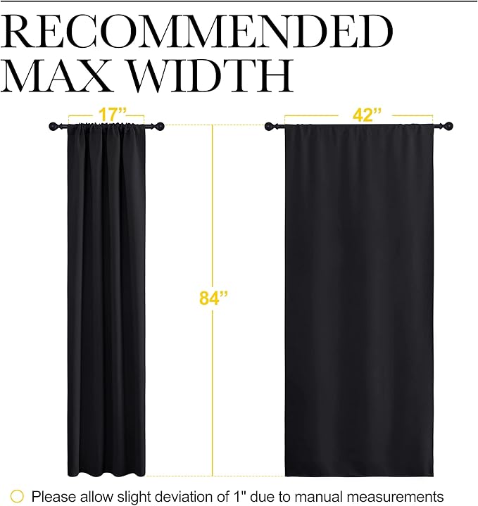 NICETOWN Black Out Curtain Panels for Kitchen - Energy Smart Decoration Thermal Insulating Blackout Drapes/Draperies for Small Window (2 Panels, 34 in x 84 in (W x L))
