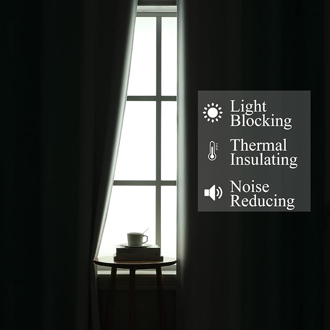 Estelar Textiler Grayish White and Teal Blackout Curtains for Living Room, Ombre Thermal Insulated Noise Reducing Blackout Drapes for Bedroom, Room Darkening Grommet Curtains, 52Wx72L, 2 Panels
