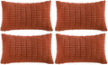 Fancy Homi 4 Packs Boho Burnt Orange Fall Decorative Throw Pillow Covers 16x24 Inch for Couch Bed Sofa, Rustic Modern Farmhouse Home Decor, Soft Plush Corduroy Cute Square Cushion Case 40x60 cm