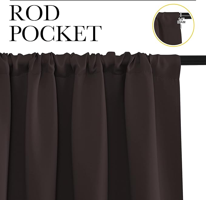 NICETOWN Blackout Curtains for Living Curtains, Thermal Insulated Noise Reducing Curtains & Drapes for Small Kitchen Window, Privacy Draperies (Toffee Brown, 34" Wide x 72" Long, 2 PCs)