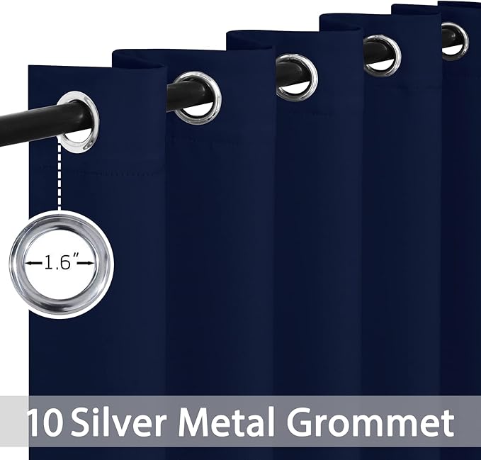 Yakamok Blackout Curtains Room Darkening Thermal Insulated with Grommet Window Curtain for Bedroom/Living Room(62Wx84L, Navy Blue, 2 Panels)