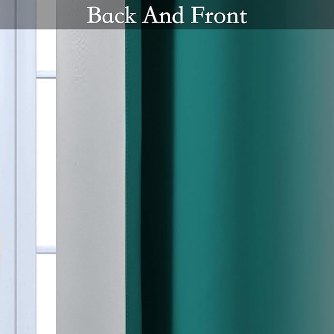 SimpleHome Ombre Room Darkening Curtains 54 inches Length for Bedroom,Grommet Gradient Light Blocking Teal Gradient Window Curtains for Living Room,2 Panels, 52x54 inches