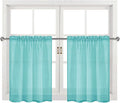 DWCN Aqua Sheer Curtains Semi Transparent Voile Rod Pocket Curtains for Bedroom and Living Room, 36 x 36 inches Long, Set of 2 Panels