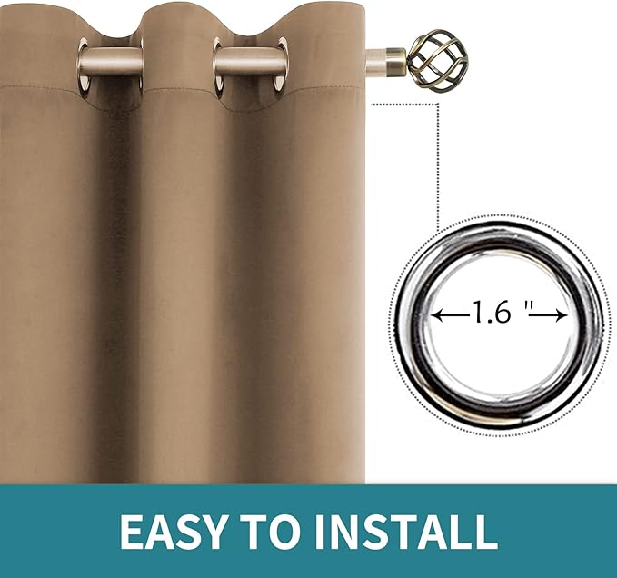 BGment Blackout Curtains for Living Room - Grommet Thermal Insulated Room Darkening Curtains for Bedroom, 2 Panels of 38 x 54 Inch, Taupe