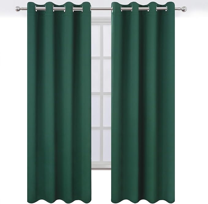 LEMOMO Blackout Curtains 52 x 120 Inch Long Dark Green Curtains Set of 2 Panels Room Darkening Curtains for Bedroom and Living Room