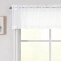 White Valances for Windows, White Sheer Curtains 14 Inch Length 2 Pack Kitchen Drapes, Modern Solid Mini Small Window Curtains for Cafe Bathroom Basement, Each 42" Wx14 L Inches