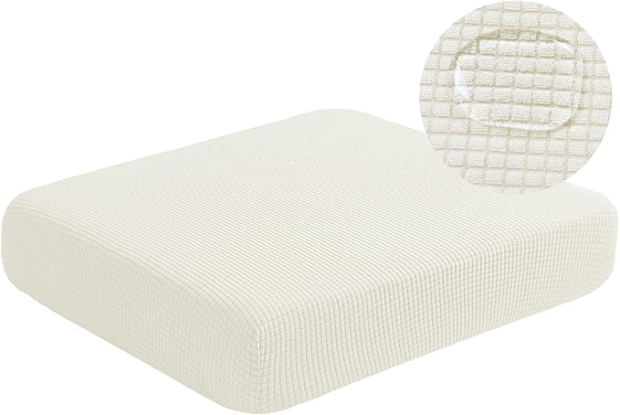 Water Repellent Couch Cushion Covers, Stretch Sofa Seat Slipcover Sets for Camper, Furniture Protector for Pets (Small, Cream)