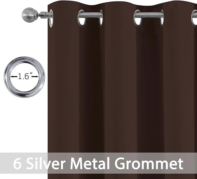 Yakamok Premium Room Darkening Thermal Insulated Curtains for Bedroom/Living Room - Classic Grommet Top (2 Panels, Chocolate Brown, 38 Inch by 84 Inch)