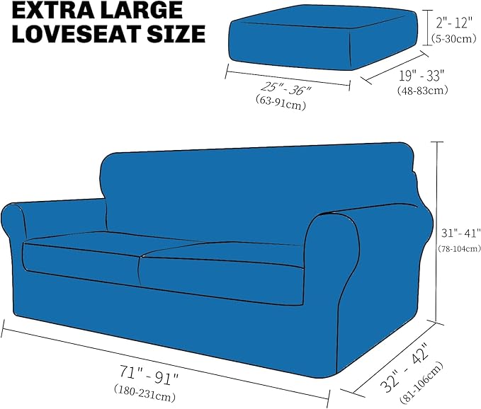 XINEAGE 2026 New 3 Pieces Couch Covers for 2 Extra Large Cushion Sofa Super Stretch Sofa Cover for 2 Large Seat Cushion Universal Loveseat Slip Cover for Living Room (Coffee), 71"-91"(2 Cushions)