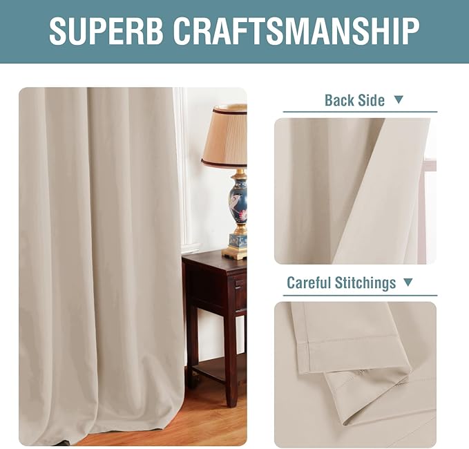 H.VERSAILTEX Blackout Curtain for Living Room Thermal Insulated Window Treatment Curtain Extra Long 63 inch Length Energy Saving Solid Grommet Top Blackout Drape, One Panel, Fog, 52" W x 63" L