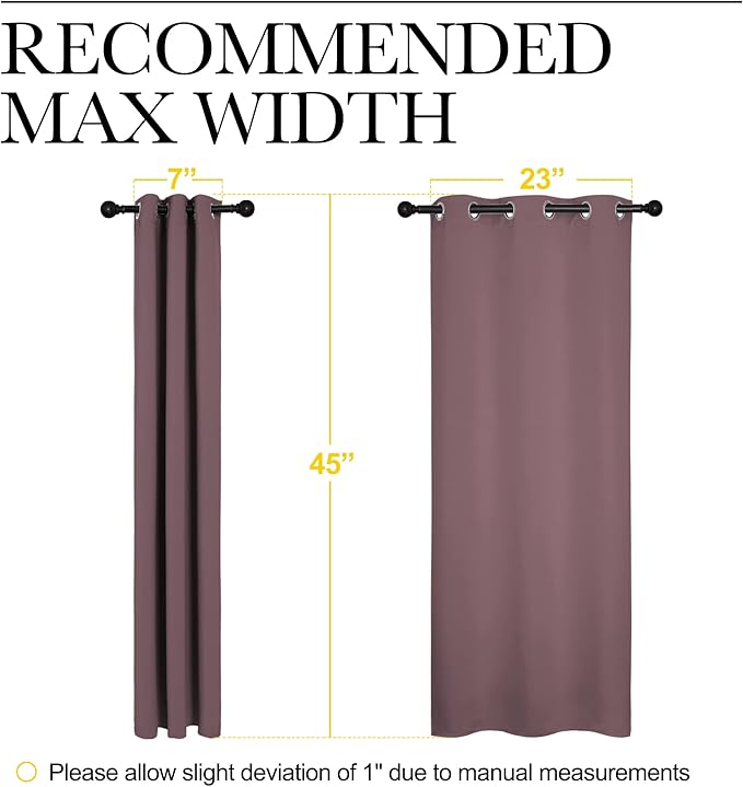 NICETOWN Bedroom Curtain Panels Blackout Draperies, 1 Pair, 29 by 45 inches, Dry Rose, Thermal Insulated Solid Grommet Blackout Curtains/Drapes