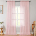Extra Long Sheer Blush Curtains for Bedroom Living Room 120 Inches Long 2 Panels Set, Solid Soft Light Filtering Rod Pocket Sheer Window Curtains, Blush, Each 42" Wx120 L Inch
