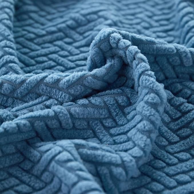 Sofa Covers Couch Covers for Sofa Pet Friendly Couch Cushion Covers Universal Sofa Covers Washable Stretch Slipcovers for Sectional Sofa (Texture Blue,Chaise Cover)