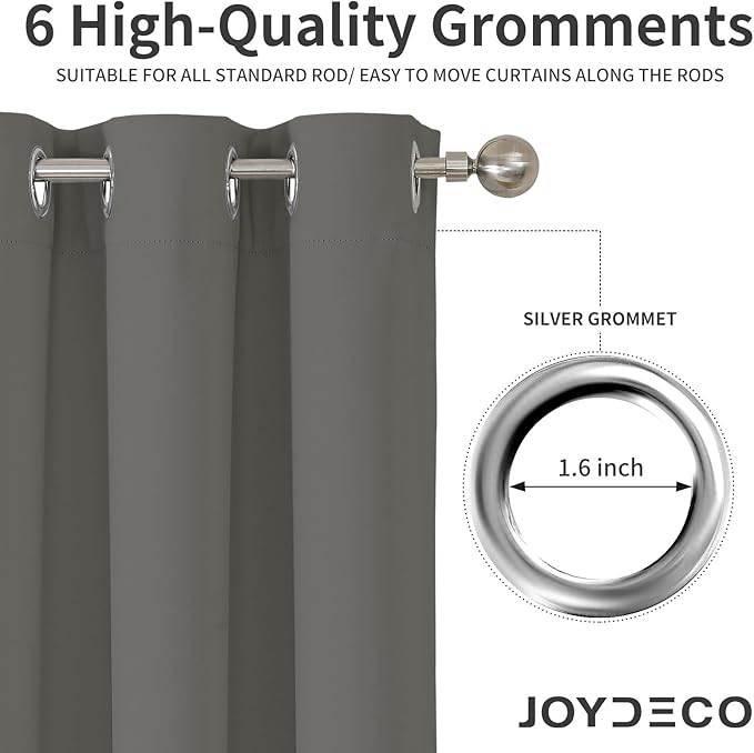 Joydeco Blackout Curtains 84 Inch Length 2 Panels Set, Thermal Insulated Long Curtains& Drapes 2 Burg, Room Darkening Drapes for Bedroom Living Room (Light Grey, W37 x L84 Inch)