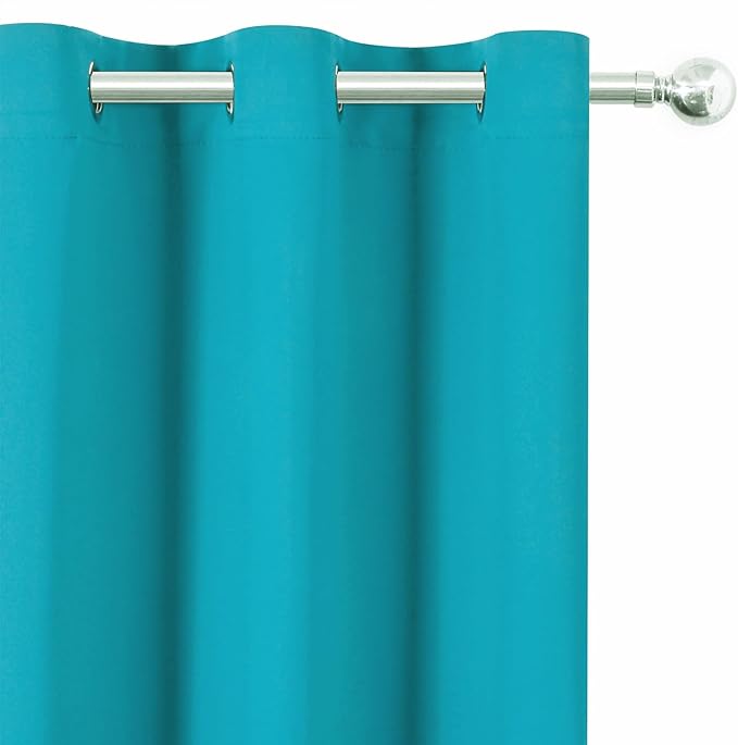 LEMOMO Blackout Curtains 52 x 90 Inch Long Teal Curtains Set of 2 Panels Room Darkening Curtains for Bedroom and Living Room