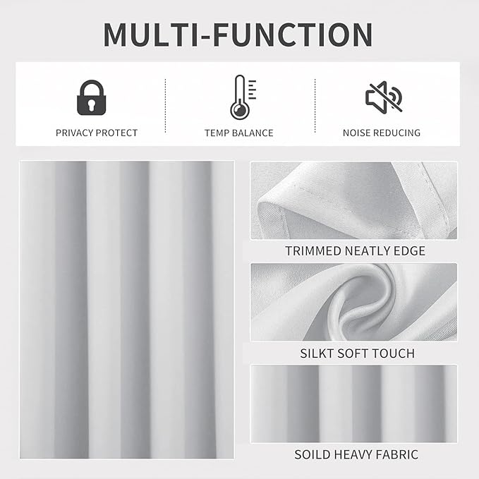 Joydeco White Curtains 84 Inches Long 2 Panels Set, Thermal Insulated Long Drapes 2 Burg, Room Darkening Grommet Drapes for Living Room Bedroom Window (W42 x L84 Inch, Greyish White)