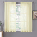 Tollpiz Short Sheer Curtains Living Room Linen Textured Curtain Sheers Light Filtering Voile Rod Pocket Curtains for Bedroom, 38 x 45 inches Long, Transparent Yellow, Set of 2 Panels