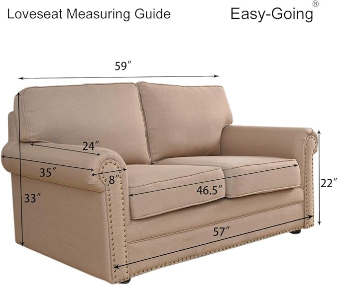 Easy-Going Stretch Loveseat Slipcover 1-Piece Sofa Cover Furniture Protector Couch Soft with Elastic Bottom for Kids Polyester Spandex Jacquard Fabric Small Checks (Loveseat, Camel)