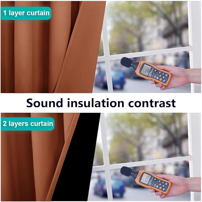NICETOWN 100% Blackout Window Curtain Panels, Cold and Full Light Blocking Drapes with Black Liner for Nursery, 84 inches Drop Thermal Insulated Draperies (Burnt Orange, 2 PCs, 62" Wide Each Panel)