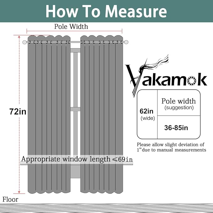 Yakamok Blackout Curtains Room Darkening Thermal Insulated Window Panels,Solid Grommet Top Drapes for Bedroom/Living Room(62Wx72L, Beige, 2 Panels)