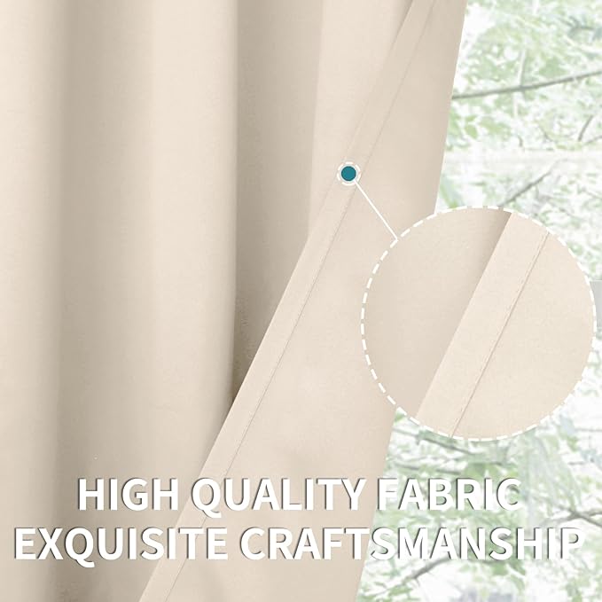 BGment Champagne Short Room Darkening Curtains for Small Windows, 38 x 45 Inch Thermal Insulated Tier Set of 2 Panels Sun Blocking Drapes for Kitchen Bedroom