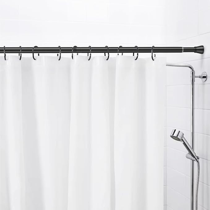 AIZESI Tension Curtain Rod 28 to 48 Inch, 2pcs Black Tension Rod Adjustable Curtain Rod Curtain Tension Rod Spring Tension Curtain Rod No Drill Spring Curtain Rod Small Shower Rod