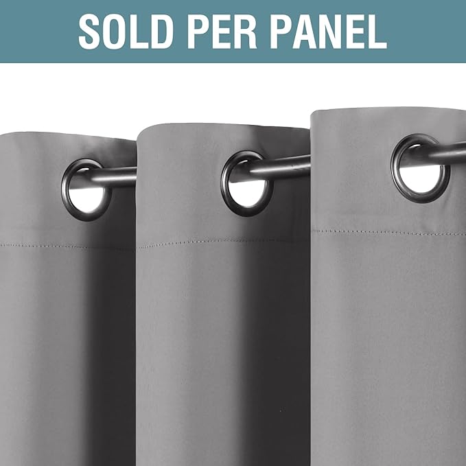 H.VERSAILTEX Blackout Grey Curtains 63 Inch Length Curtains for Bedroom, Grommet Top Thermal Insulated Short Curtains Drapes for Winter (1 Panel, Dove Gray), 52" W x 63" L