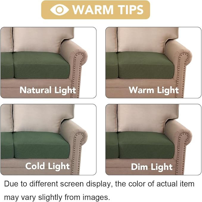 H.VERSAILTEX Stretch Couch Cushion Covers Individual Seat Sofa Chair Slipcovers Cushion Protector Cover Featuring Jacquard Textured Twill Fabric(1 Cushion Chair Cover, Bronze Green)