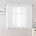 Lecloud White Sheer Curtains 50 Inch Length 2 Pcs, Light Filtering Voile Bathroom Curtains for Bedroom Basement Living Room, Farmhouse Window Treatments Rod Pockets Drapes, Each Panel 42" W x 50" L