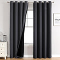 ChrisDowa 100% Blackout Curtains 108 inch Long for Bedroom with Black Liner, 2 Thick Layers Total Blackout Thermal Insulated Grommet Window Curtains 2 Panels Set (Dark Grey, 52 x 108 Inch)