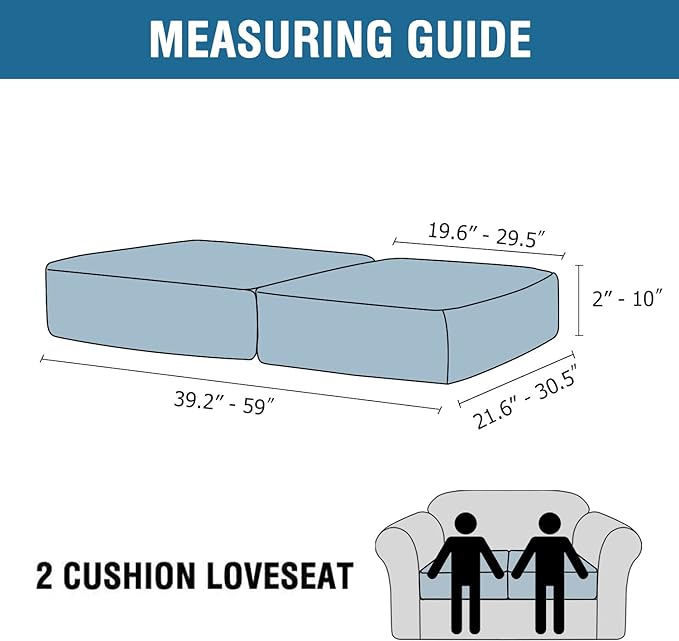 H.VERSAILTEX Velvet Stretch Couch Cushion Cover Plush Cushion Slipcover for Chair Loveseat Sofa Cushion Furniture Protector Seat Cushion Sofa Cover (2 Piece Medium Sofa Cushion Covers, Peacock Blue)