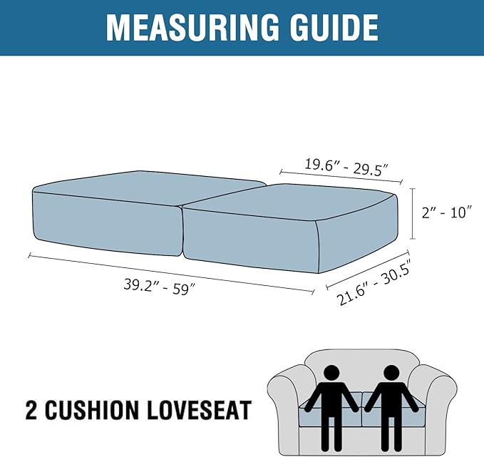 H.VERSAILTEX Velvet Stretch Couch Cushion Cover Plush Cushion Slipcover for Chair Loveseat Sofa Cushion Furniture Protector Seat Cushion Sofa Cover (2 Piece Medium Sofa Cushion Covers, Black)