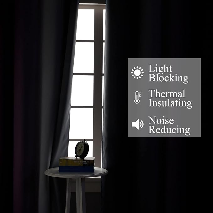 Estelar Textiler Grey and Purple Blackout Curtains for Bedroom, Thermal Insulated Drapes 108 Inches Long, Full Light Blocking Energy Saving Long Curtains for Living Room, 52Wx108L, 2 Panels