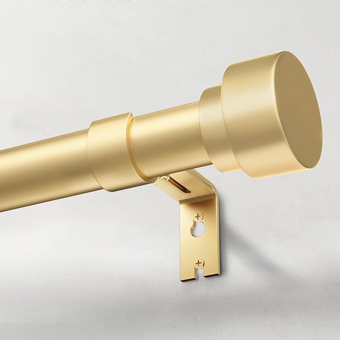 IFELS Heavy Duty Curtain Rods for Windows 48 to 84 Inch, 1 Inch Adjustable Gold Curtain Rod with Easy Installation and Modern Design (A1,Gold,30-90")