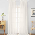Ivory Sheer Curtains 120 Inches Long 2 Panels, Extra Long Light Filtering Modern Window Curtains for Sliding Glass Door, Rod Pocket Voile Drapes for Living Room Bedroom, 2x42Wx120L Inches