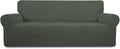 Easy-Going Stretch Sofa Slipcover 1-Piece Sofa Cover Furniture Protector Couch Soft with Elastic Bottom for Kids, Polyester Spandex Jacquard Fabric Small Checks (Sofa, Olive Green)