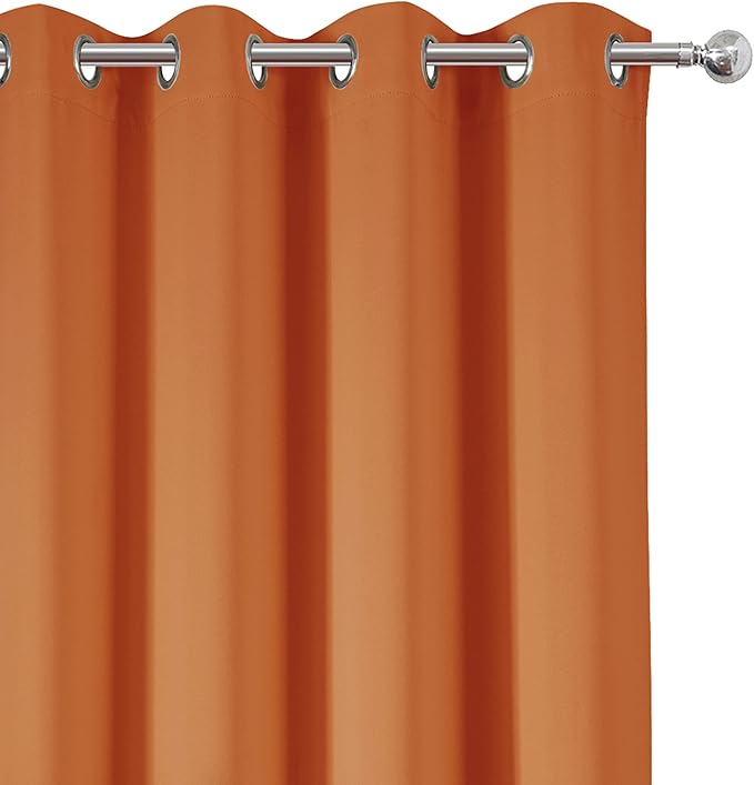 LEMOMO Blackout Curtains 52 x 95 inch/Orange Curtains Set of 2 Panels/Thermal Insulated Room Darkening Bedroom Curtains