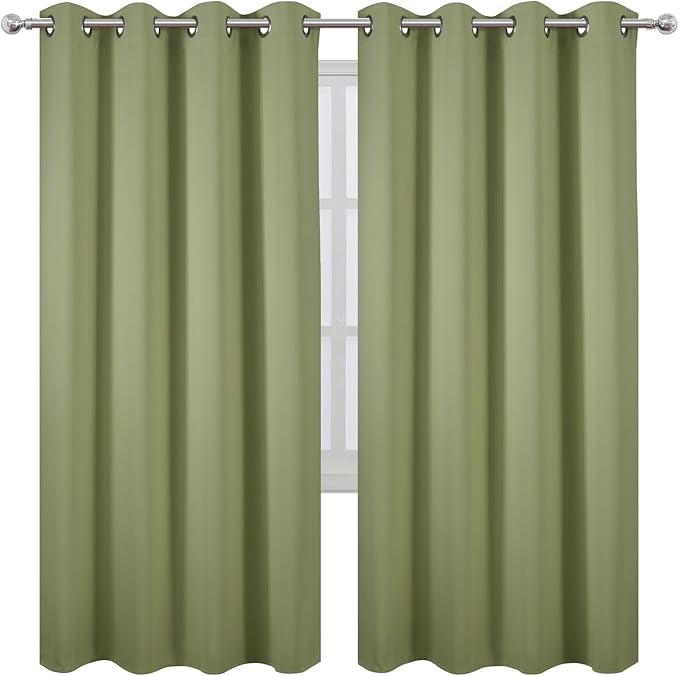 LEMOMO Sage Green Thermal Blackout Curtains/52 x 72 Inch/Set of 2 Panels Room Darkening Curtains for Bedroom