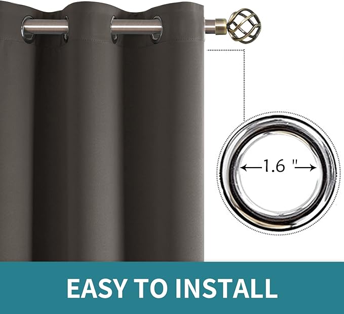 BGment Blackout Curtains - Grommet Thermal Insulated Room Darkening Bedroom and Living Room Curtains, Set of 2 Panels (52 x 120 Inch, Grey)
