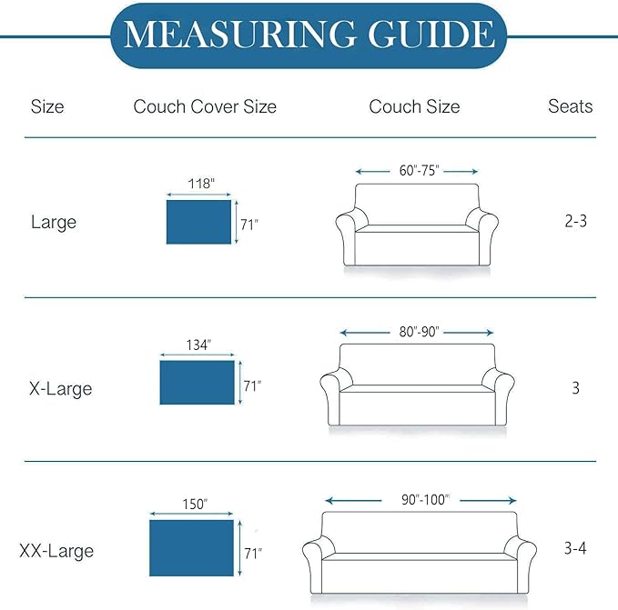 HANDONTIME Loveseat Cover Navy Blue Couch Covers Easy Fitted Sofa Covers for 3 Cushion Couch Universal Sofa Cover Durable Furniture Protector with Lace Sofa Throw Cover for Kids Dogs Pets, 71" X118"