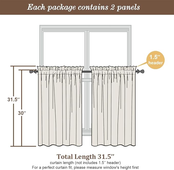 Chyhomenyc Navy Blue Sheer Curtains 30 Inch Length, Light Filtering Leaf Tufted Textured Small Window Kitchen Curtain Over Sink, Short Half Window Curtains for Bathroom Basement, 30" Wx30 L, 2 Panels