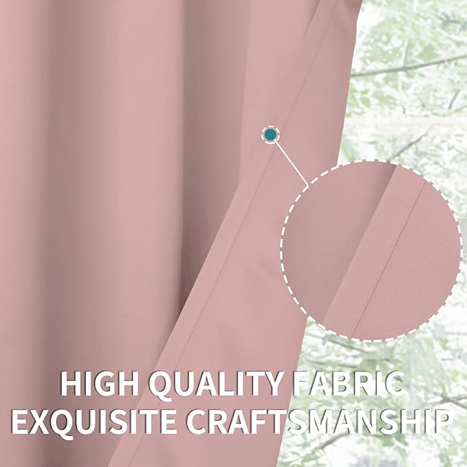 BGment Room Darkening Curtains 45 Inches Long - Grommet Thermal Insulated Drapes Window Treatment Curtains for Bedroom, 2 Panels, 52 x 45 Inch, Baby Pink