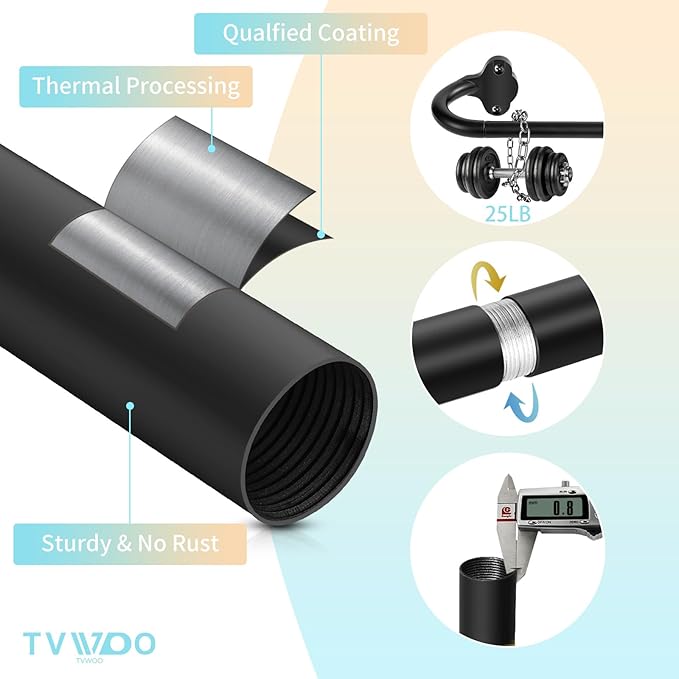 TVWOO 2 Pack Wrap Around Curtain Rods,Black Curtain Rods 48 to 84 Inch,5/8 Inch Adjustable Blackout Curtain Rod Set,Room Darkening Window Rod,Metal Thicken Hidden Curved Drapery Rod 48-90",Matte Black