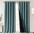 NICETOWN Full Shading Curtains for Windows, Super Heavy-Duty Black Lined Blackout Cold Blocking Curtains for Bedroom, Privacy Assured Window Treatment (Aqua, Pack of 2, 70 inches W x 95 inches L)