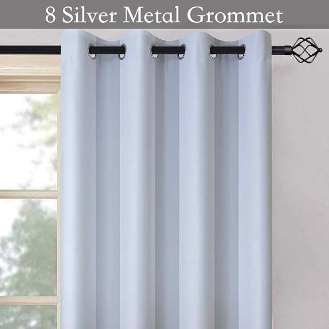 SimpleHome Ombre Curtains 52 x 63 Inch for Bedroom 2 Panels, Gradient Grey White to Gray Light Blocking Thermal Insulated Grommet Room Darkening Window Curtain/Drapes for Living Room