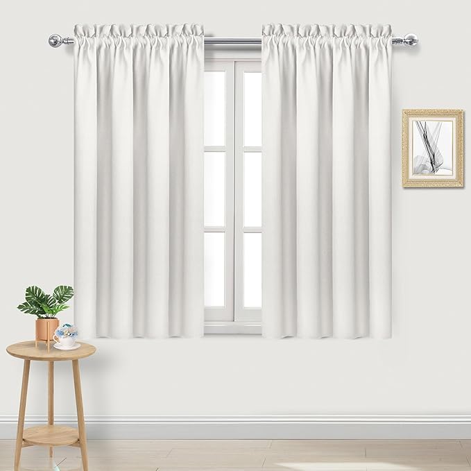 DWCN Blackout Curtains Thermal Insulated, Energy Saving & Noise Reducing Bedroom and Living Room Curtains, Ivory, W 42x L 54 Inch, Set of 2 Rod Pocket Curtain Panels