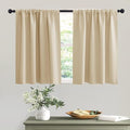 RYB HOME Short Biscotti Beige Curtains for Small Bedroom Window, Insulating UV Blocking Drapes for Kitchen Cafe Basement Garage, Privacy Tiers for Bathroom Window, Width 42 by Length 36, Set of 2