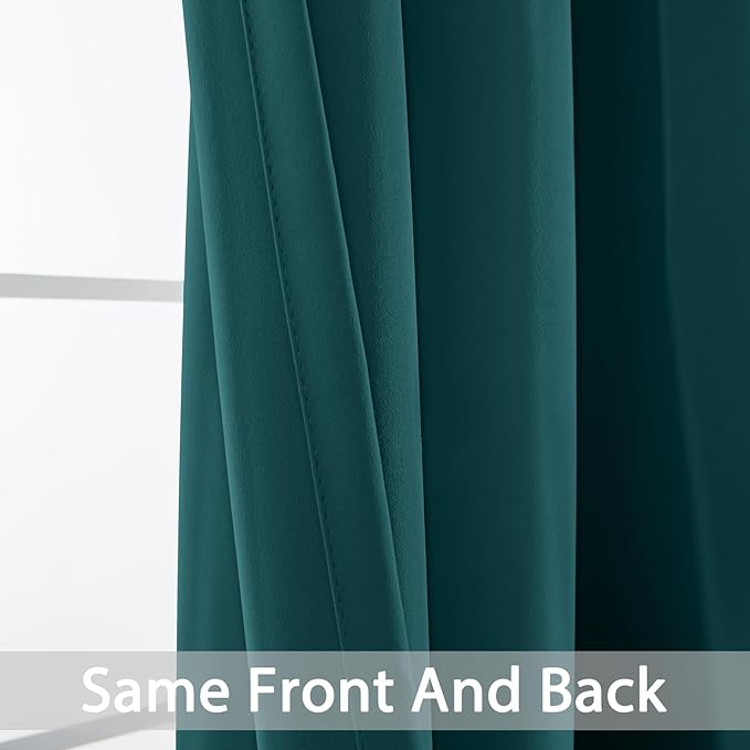 Yakamok Blackout Curtains for Bedroom 2 Panels Set 63 Inch Length Thermal Insulated Room Darkening Dark Black Out Drapery Grommet Window Treatments Drapes for Living Room,42x63, Dark Teal
