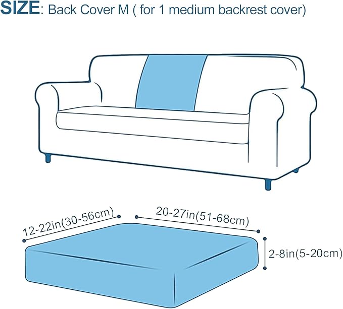 Smiry Printed Couch Cushion Covers, Stretch Soft Couch Covers for Sofa, Washable Non-Slip Sofa Slipcover Furniture Protector for Indoor and Outdoor (Backrest M, Navy)