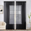 MIULEE 2 Panels Solid Color Sheer Window Curtains Elegant Halloween Window Voile Panels/Drapes/Treatment for Bedroom Living Room (54X90 Inches Black)